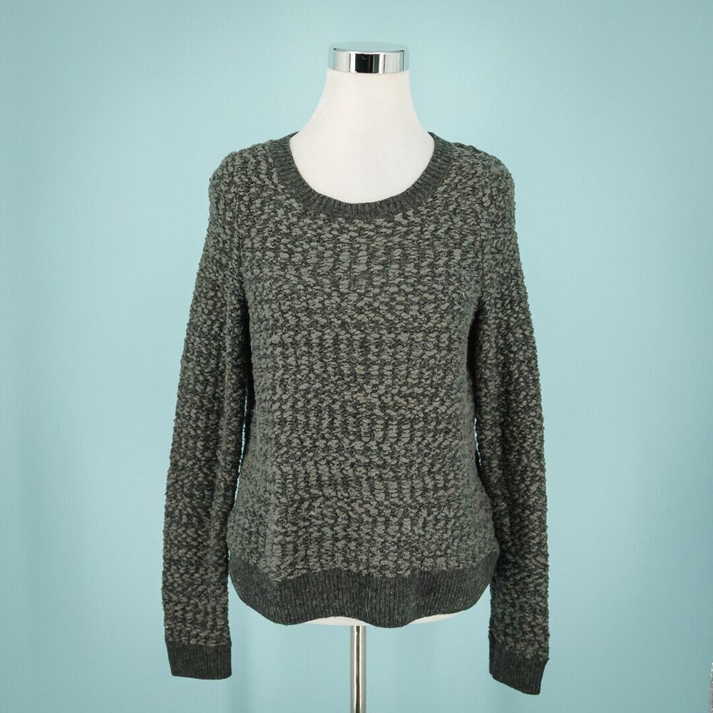 Moth Anthropologie Size Medium M Arbor Grey Gray Crew Long Sleeve Nubby Sweater